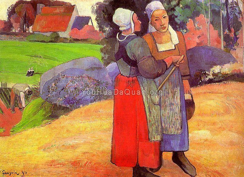 Two Breton Peasants on the Road - 保罗·高更